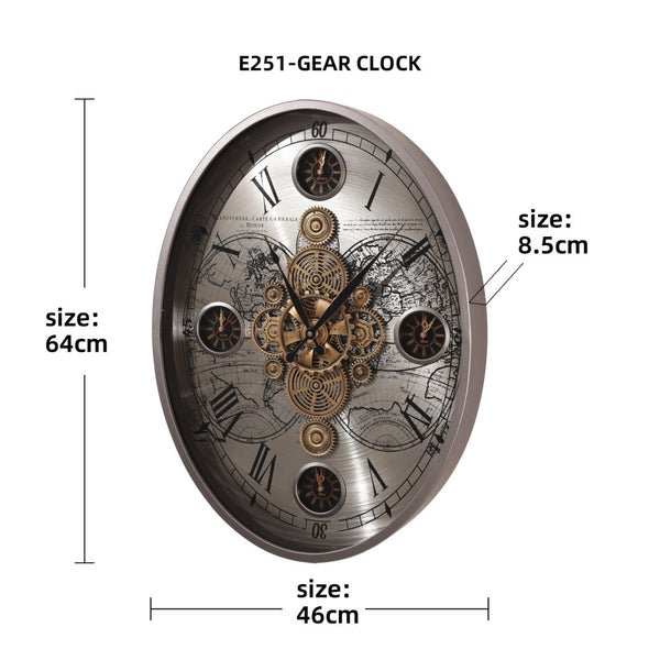 Titanium Gold Industrial Gear Wall Clock