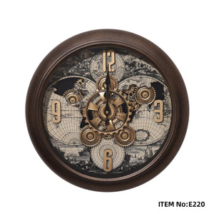 Golden Ivory Mechanical Gear Wall Clock