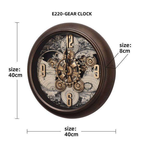Golden Ivory Mechanical Gear Wall Clock