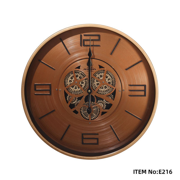 Metallic Gold Mechanical Gears Wall Clock