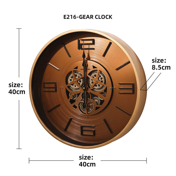 Metallic Gold Mechanical Gears Wall Clock