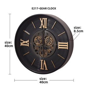 Black Industrial Gears Wall Clock