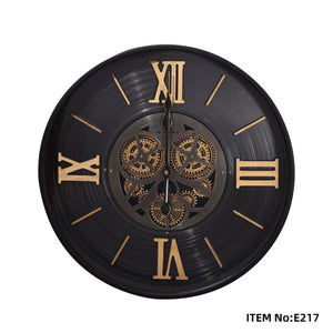 Black Industrial Gears Wall Clock