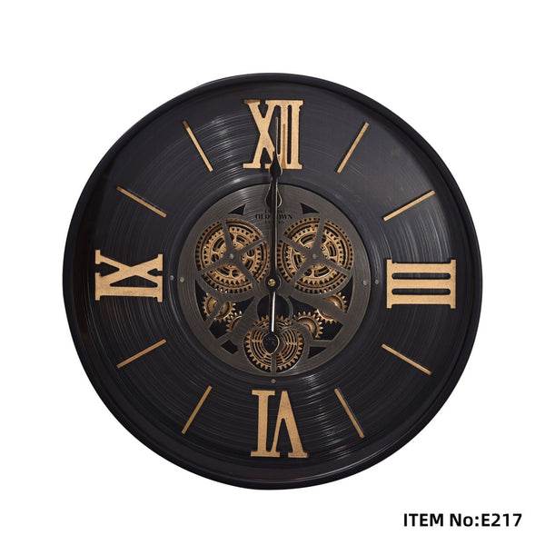 Black Industrial Gears Wall Clock
