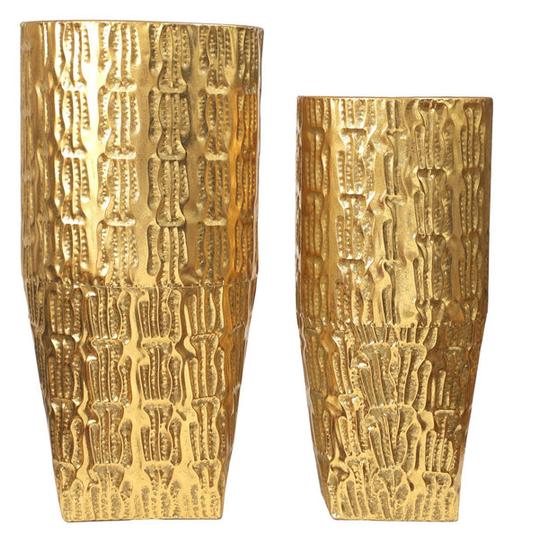 J-Star Imperial Gold Floor Vase Planters Set