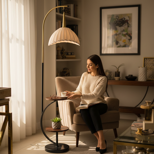 AuraGlow Contemporary Metallic Table Floor Lamp