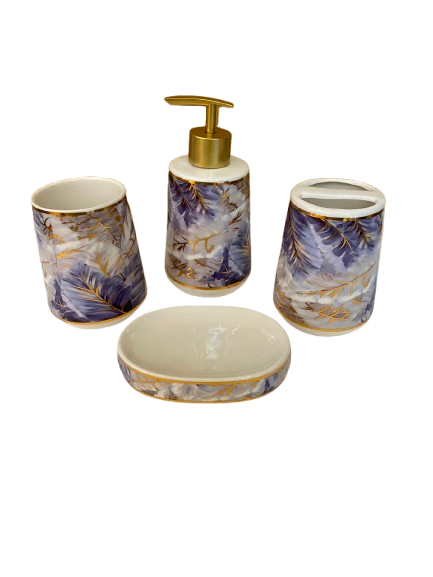 Luxury Floral Ceramic Bathroom Accessories Set
