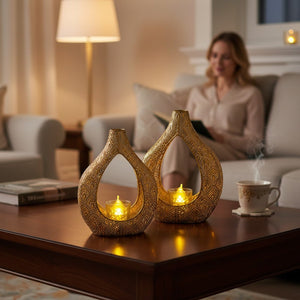Luxury Gold Lotus Metal Candle Holder