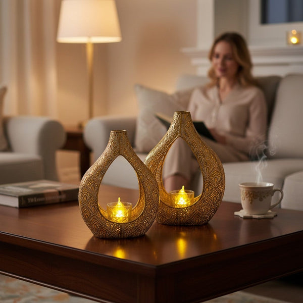 Luxury Gold Lotus Metal Candle Holder