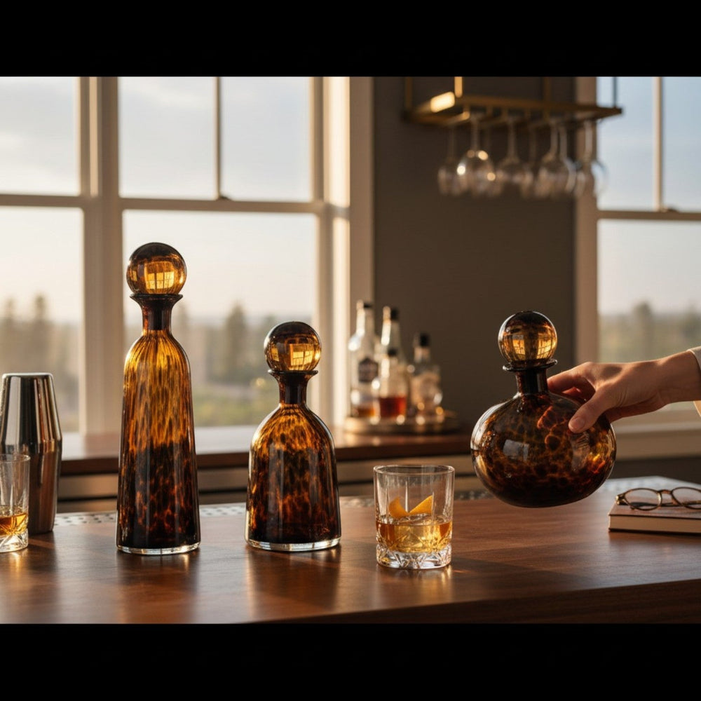 Tortoise Pattern Amber Glass Bottles