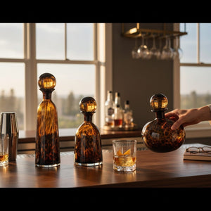 Tortoise Pattern Amber Glass Bottles