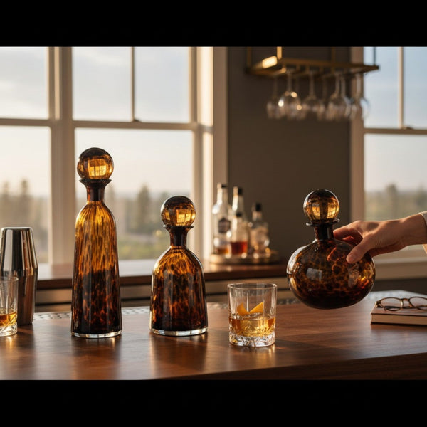 Tortoise Pattern Amber Glass Bottles