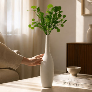 Modern Minimalist Ribbed Ceramic Vases Set