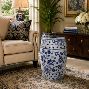 Blue Pottery Ceramic Coffee Table/ Stool