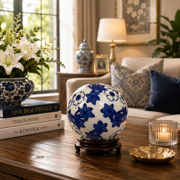 Luxury Blue Pottery Decorative Ceramic Ball