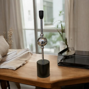 Modern Chrome Sphere Candle Stand Set