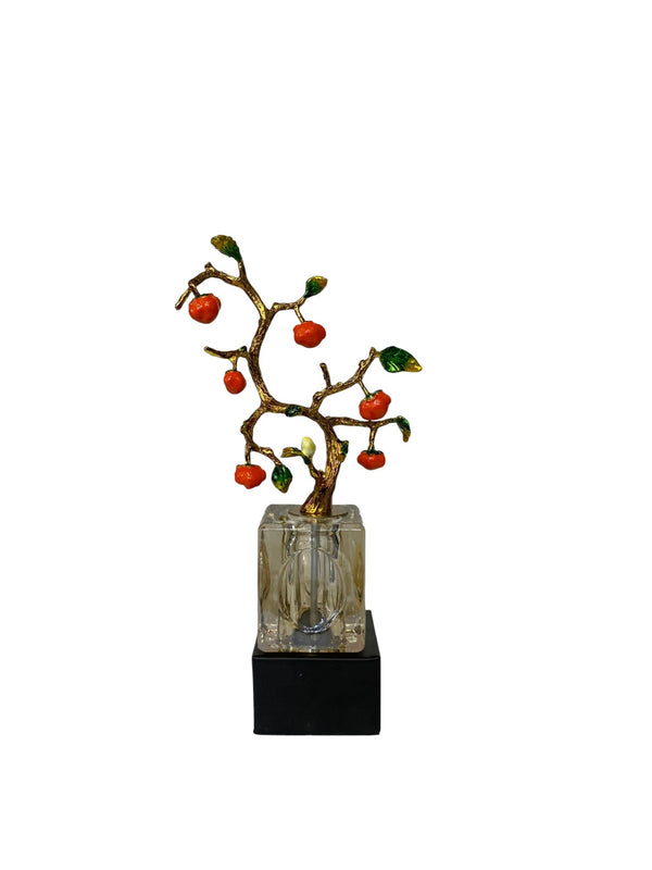 Crimson Orchard Charm Brass Crystal Ornament