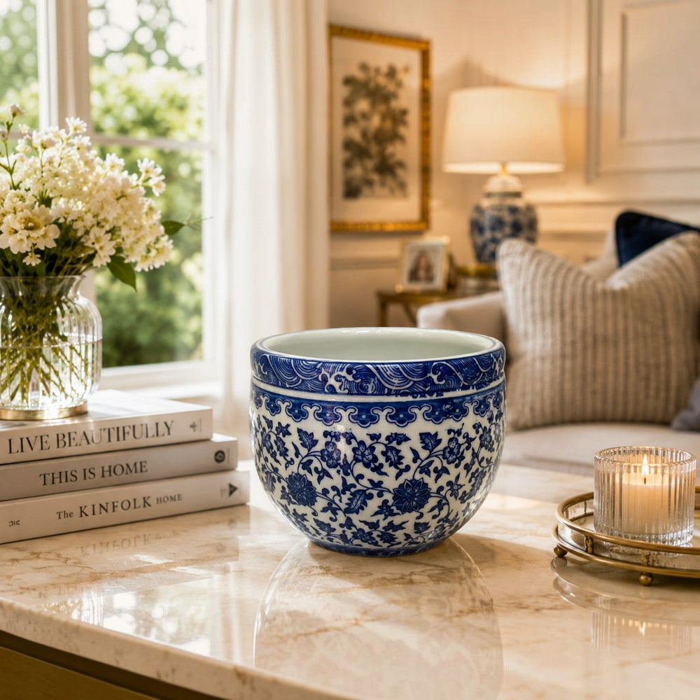 Original Blue Pottery Ceramic Table Bowls