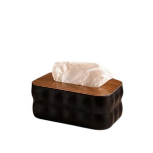 Bubble Tissue Box Holder with Wood Top