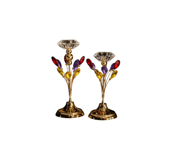 Crystal Flower Candle Holders (Pair)