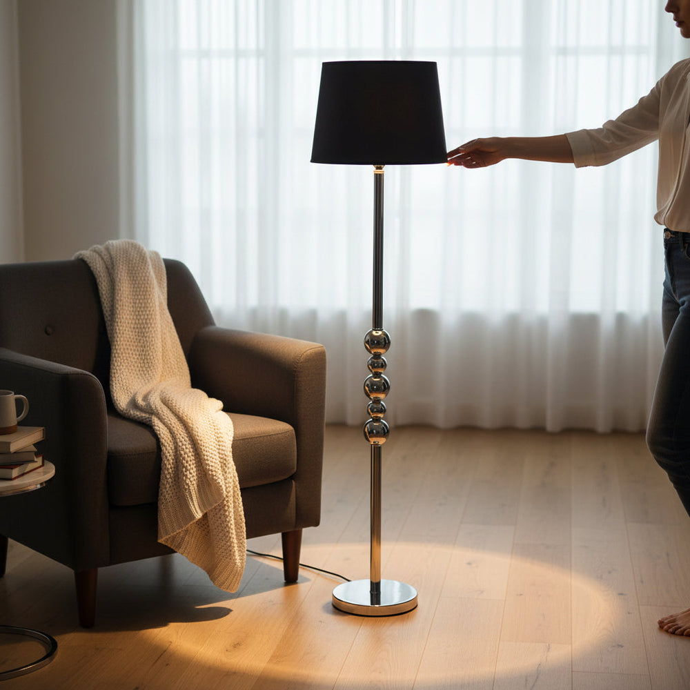 Shadow Forge – Silver Metallic Floor Lamp