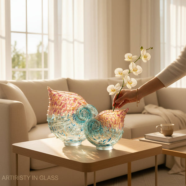 Contemporary Hand-Finished Glass Shell Sculpture