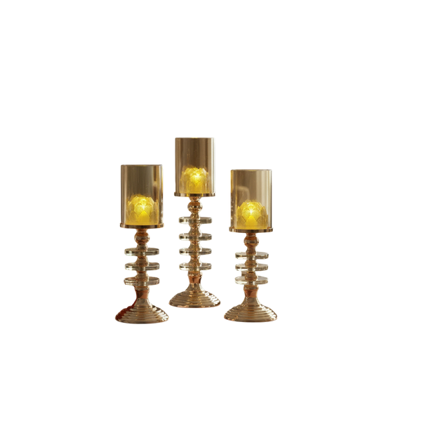 Metal Pillar Candle Holder Set