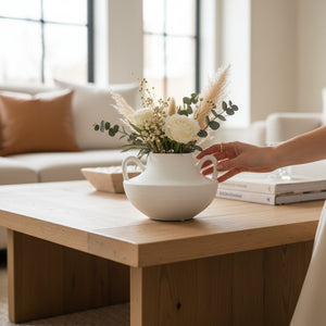 Frosted Ring Minimal Ceramic Vase