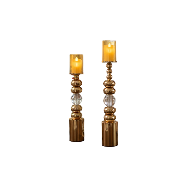 Modern Eterna Flame Metallic Candle Stands (Pair)