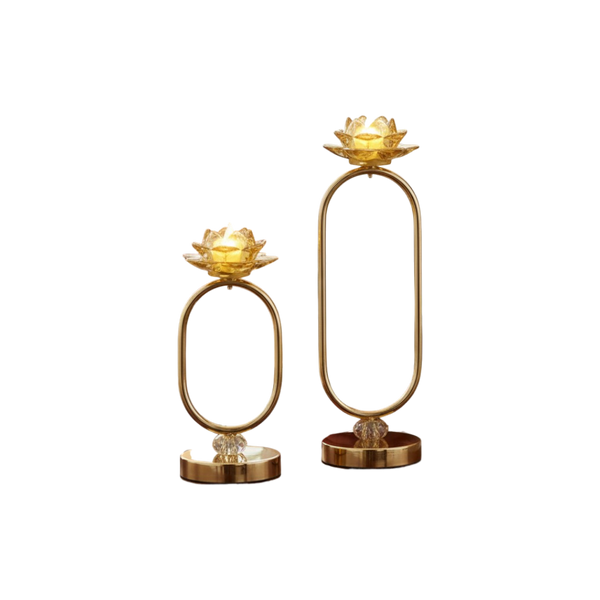Elegance Ring Metallic Candle Holders (Pair)