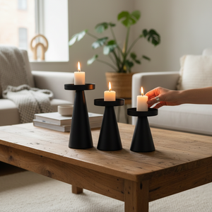 Glow Metallic Candle Stand Set