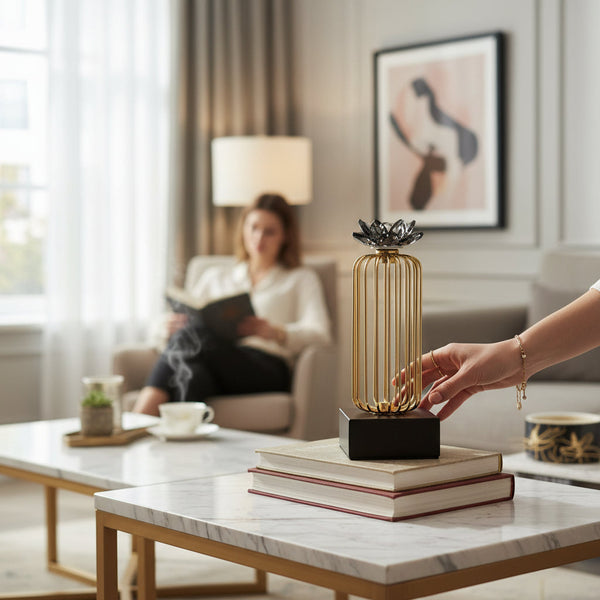 Golden Lotus Crystal Tower Stand