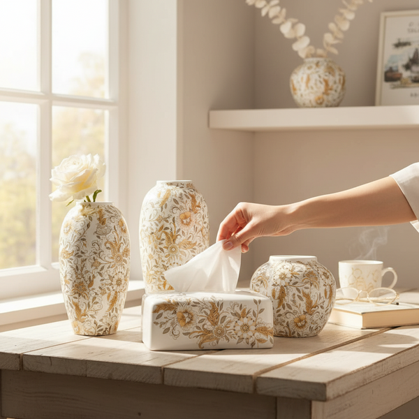 Modern Terra Layered Ceramic Vases