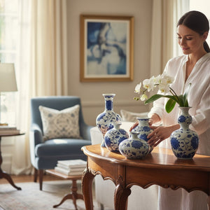 Azure Bloom Ceramic Pottery Set – 5 Pieces