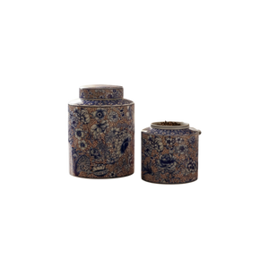 Handcrafted Blue Pottery Candy Jars (Pair)