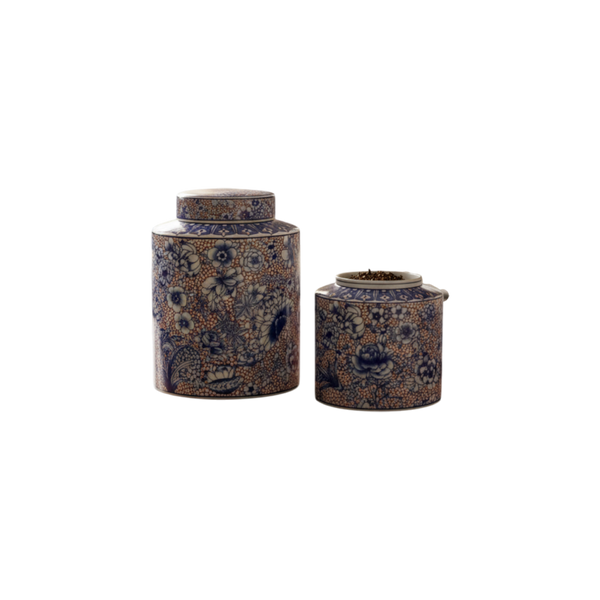 Handcrafted Blue Pottery Candy Jars (Pair)