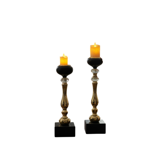 Eclipse Modern Metallic Candle Stands (Pair)