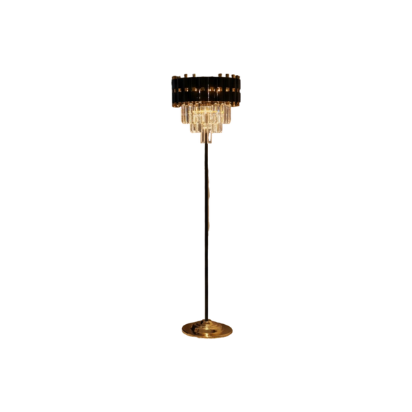 Noir Éclat Modern Crystal Black Floor Lamp