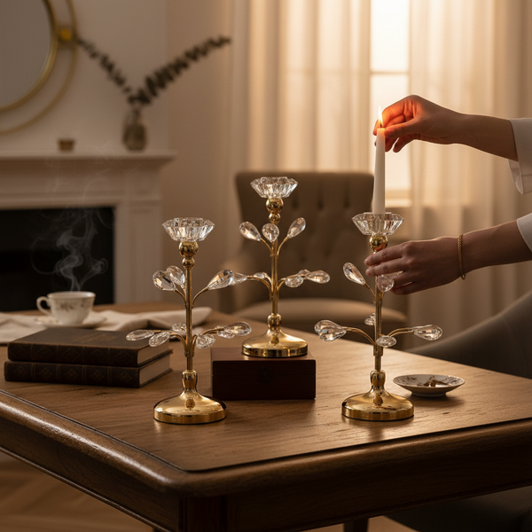 Celestial Glow Double Lotus Candle Stands