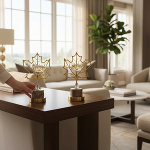 Elysia Brass Crystal Lotus Candle Holder