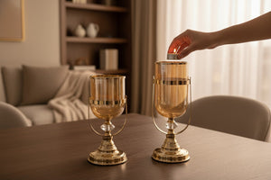 Crystal Glow Metallic Glass Candle Stand (Pair)
