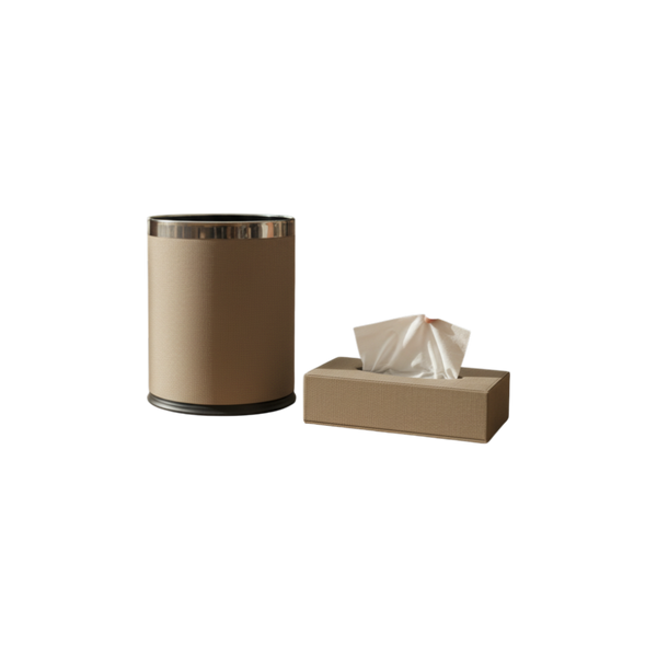 Handcrafted Premium Leather Dustbin Tissue Box Set