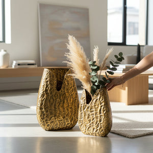 J-Star Branded Vintage Ribbed Brass Planters