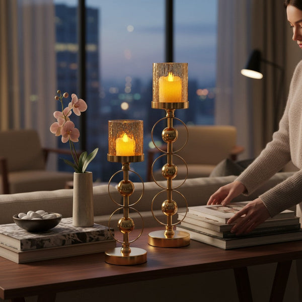 Celestial Polished Candle Stands (Pair)
