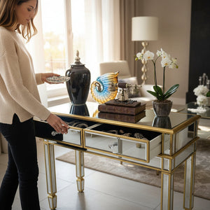 Grand Aurora Modern Mirror Storage Console Table