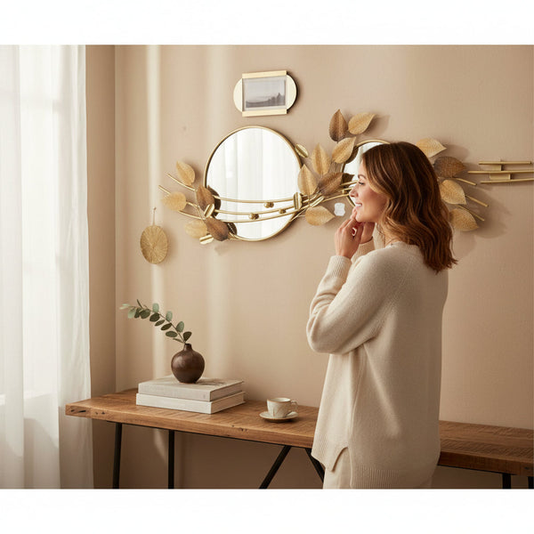 Luminara Decorative Metallic Wall Mirror Motive