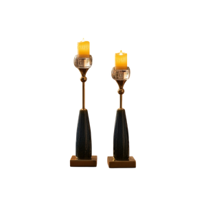Crystal Crest Vintage Metallic Long Candle Stands (Pair)