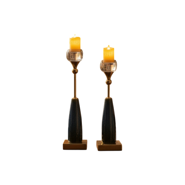 Crystal Crest Vintage Metallic Long Candle Stands (Pair)