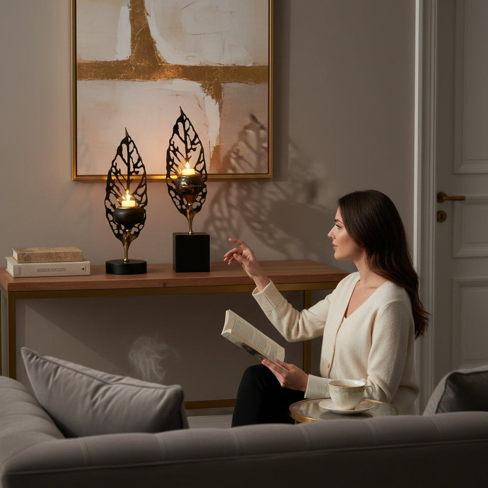 Verdant Elegance Candle Holders (Pair)