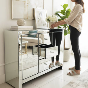 Radiant Luxe Mirrored Accent Console Cabinet